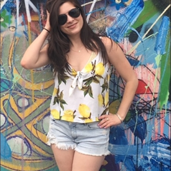 Lemon Print Cropped Tank - Picture 1 of 4